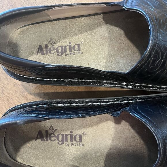 Alegria Deb 531 Debra Rose Embossed‎ Black Leather Shoes Size 38 - 8-8.5 US - Picture 16 of 16